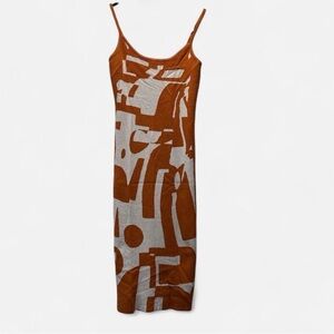 Women's Brown and Orange Dress